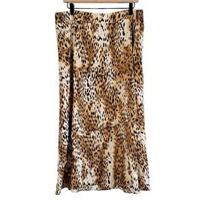 JM Collection Pull On Animal Print Satin Skirt